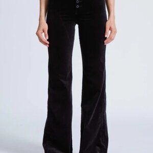 ASKK NY Black Velvet Wide Leg Pants High Waisted